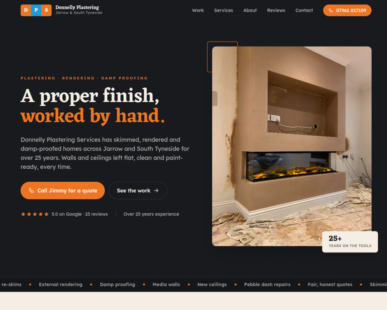 Donnelly Plastering website built by Grow Leads