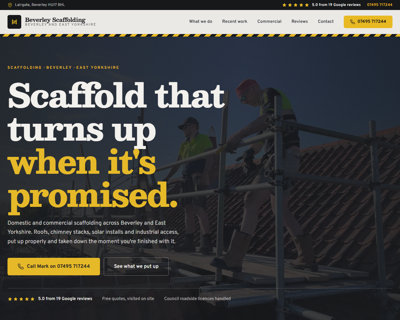 Beverley Scaffolding website built by Grow Leads