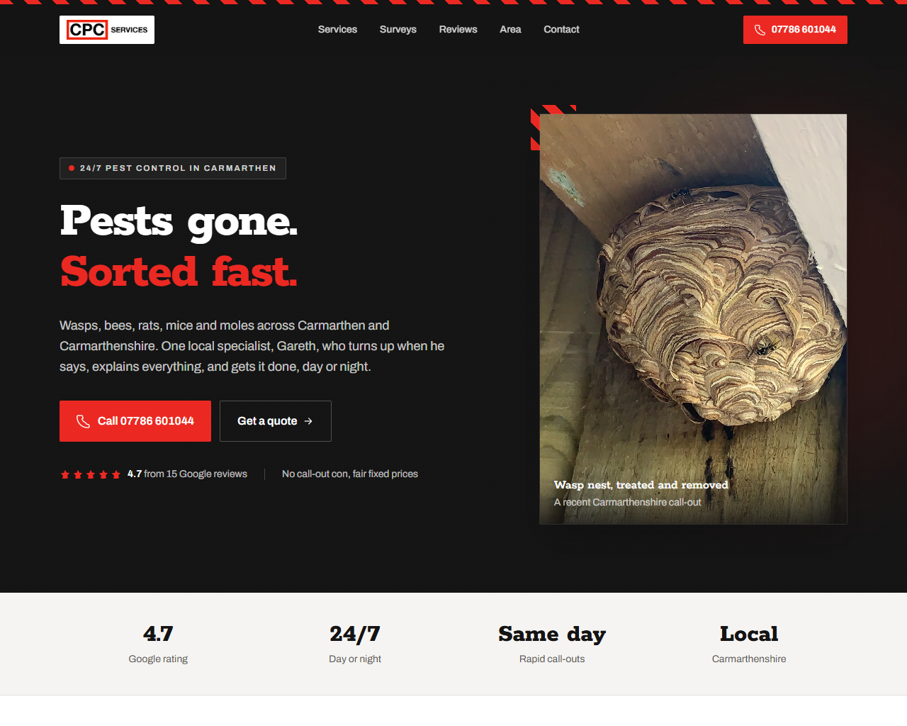 Carmarthen Pest Control website built by Grow Leads