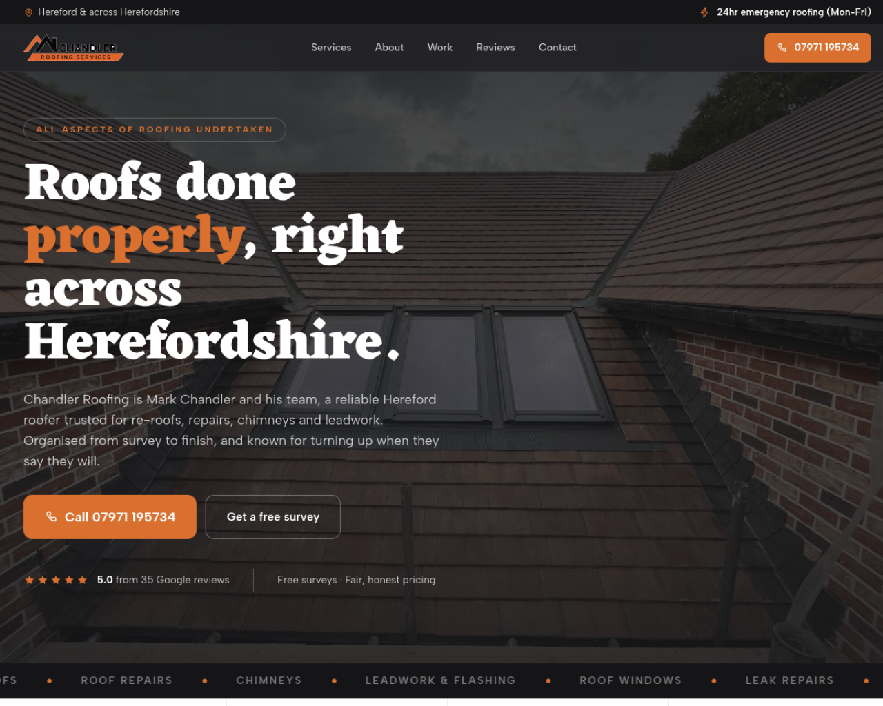 Chandler Roofing website built by Grow Leads