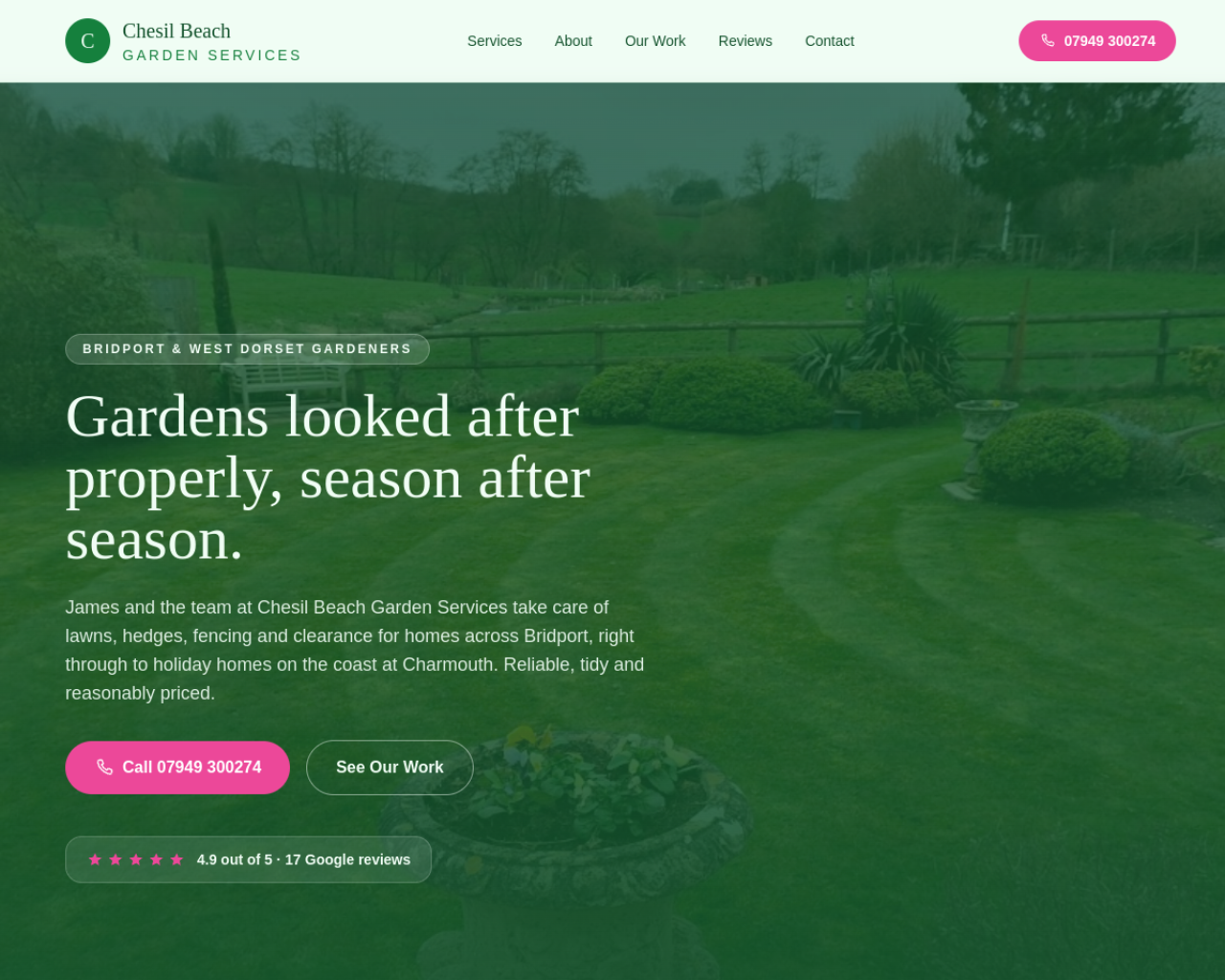 Chesil Beach Garden Services website built by Grow Leads