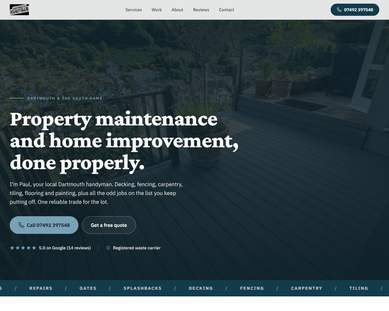 Dartmouth Handyman website built by Grow Leads
