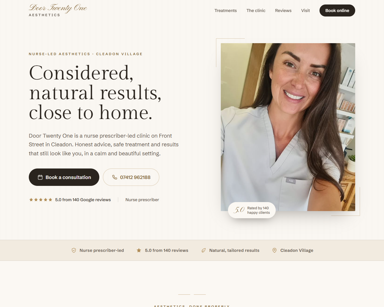 Door Twenty One Aesthetics website built by Grow Leads