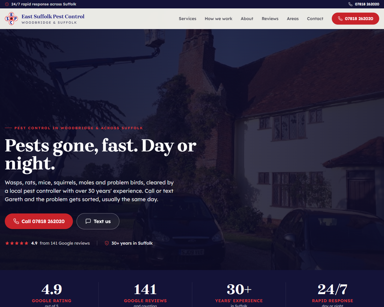 East Suffolk Pest Control website built by Grow Leads