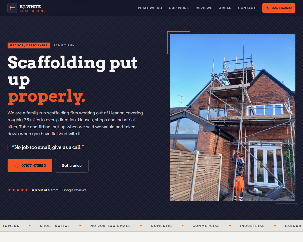 E J White & Son website built by Grow Leads