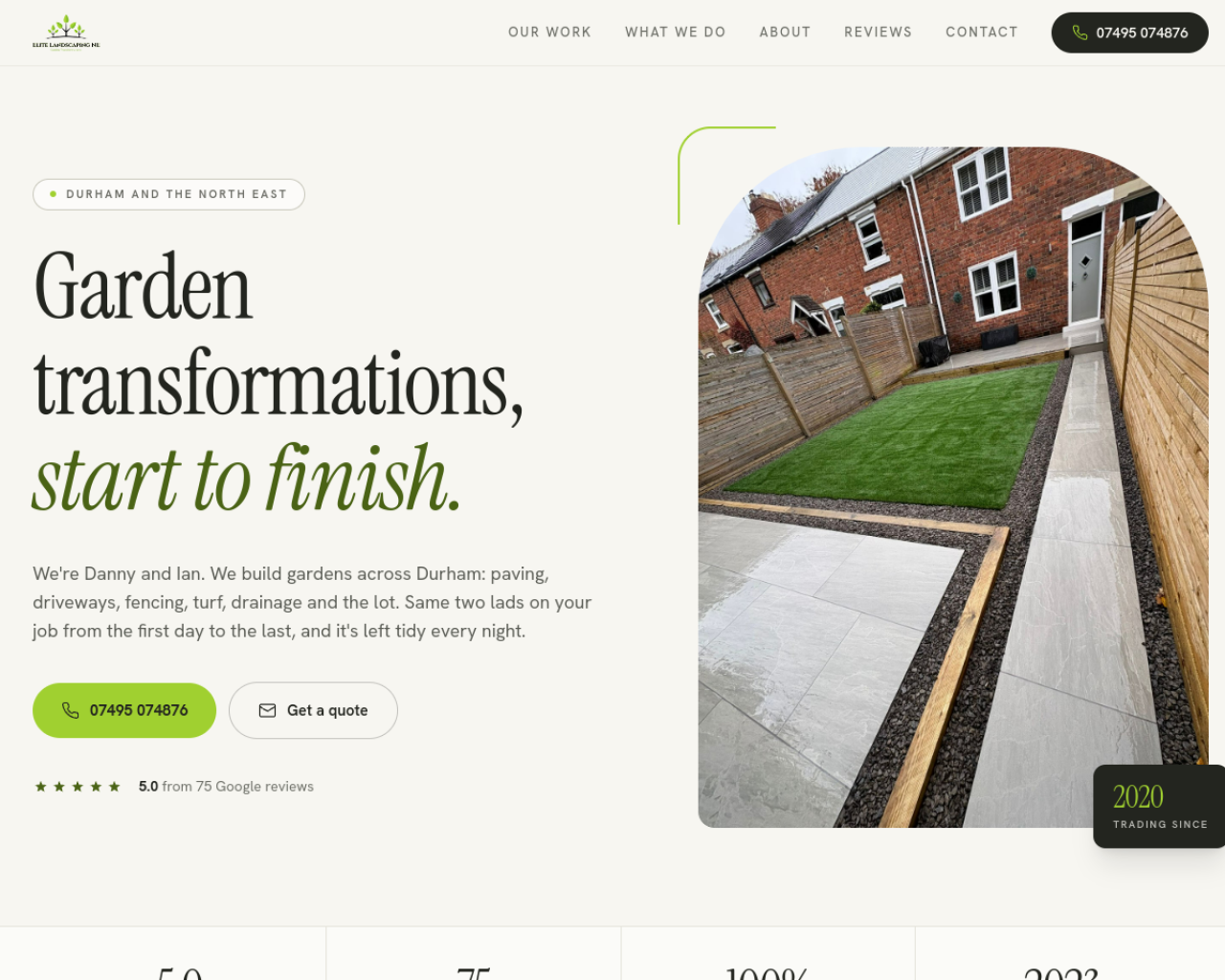 Elite Landscaping NE website built by Grow Leads