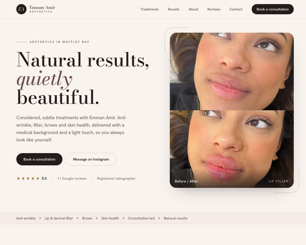 Emman Amir Aesthetics website built by Grow Leads