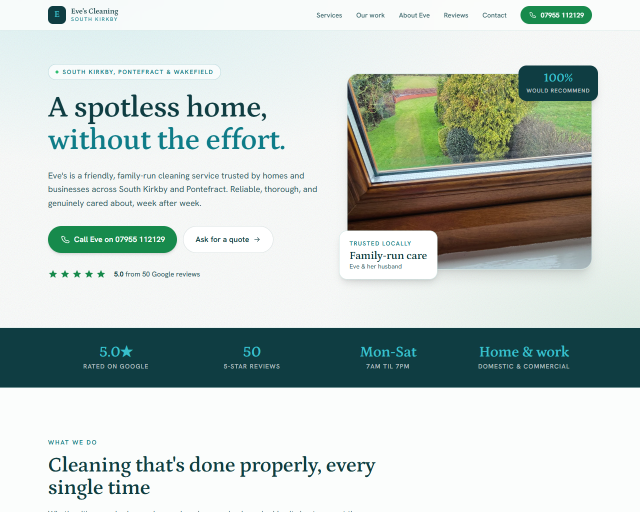 Eve's Domestic Cleaning website built by Grow Leads