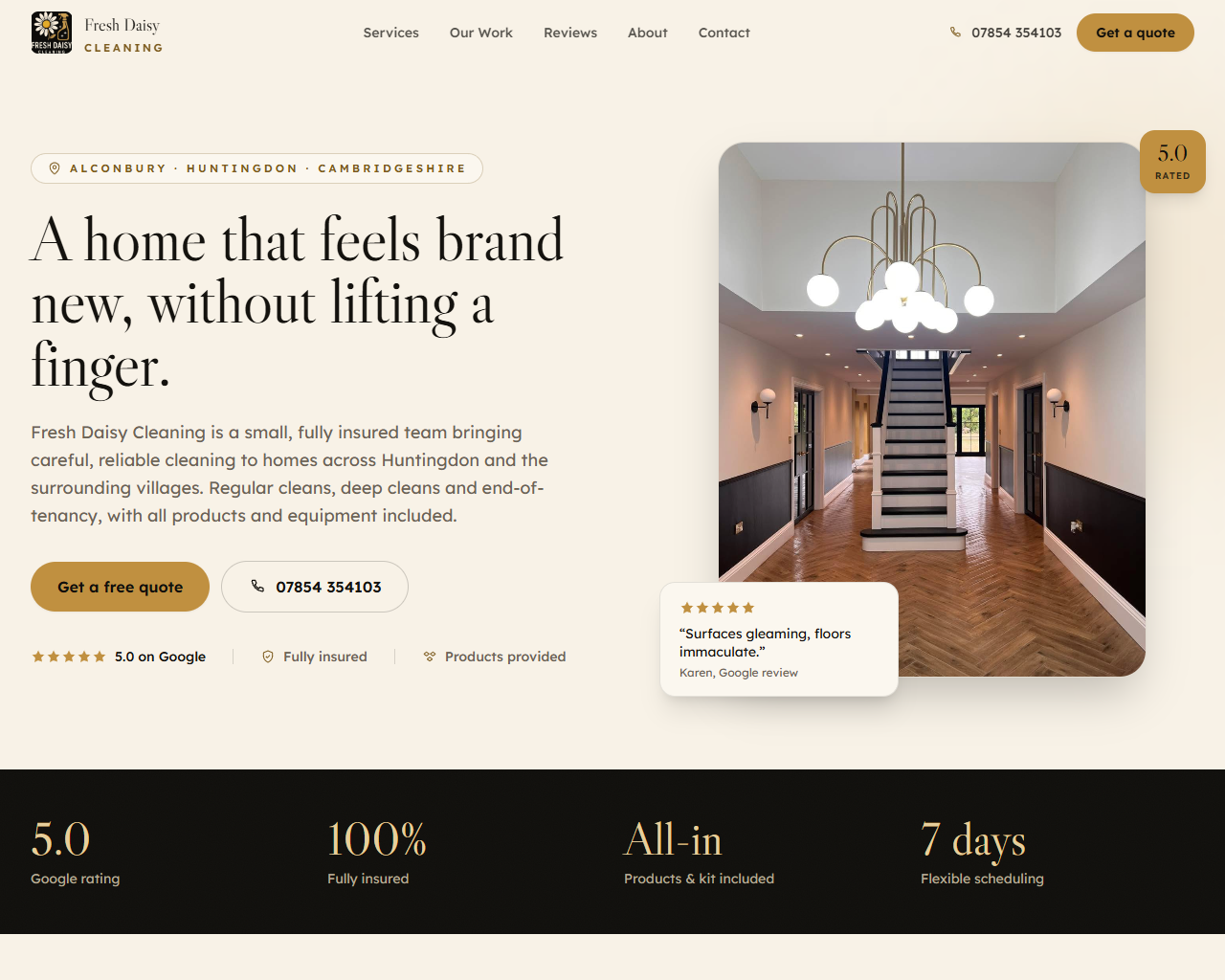 Fresh Daisy Cleaning website built by Grow Leads