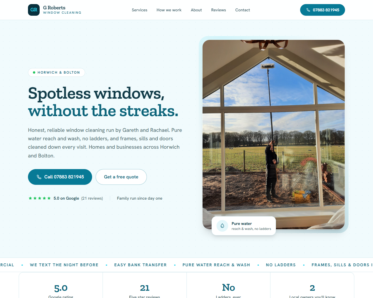 G Roberts Window Cleaning website built by Grow Leads