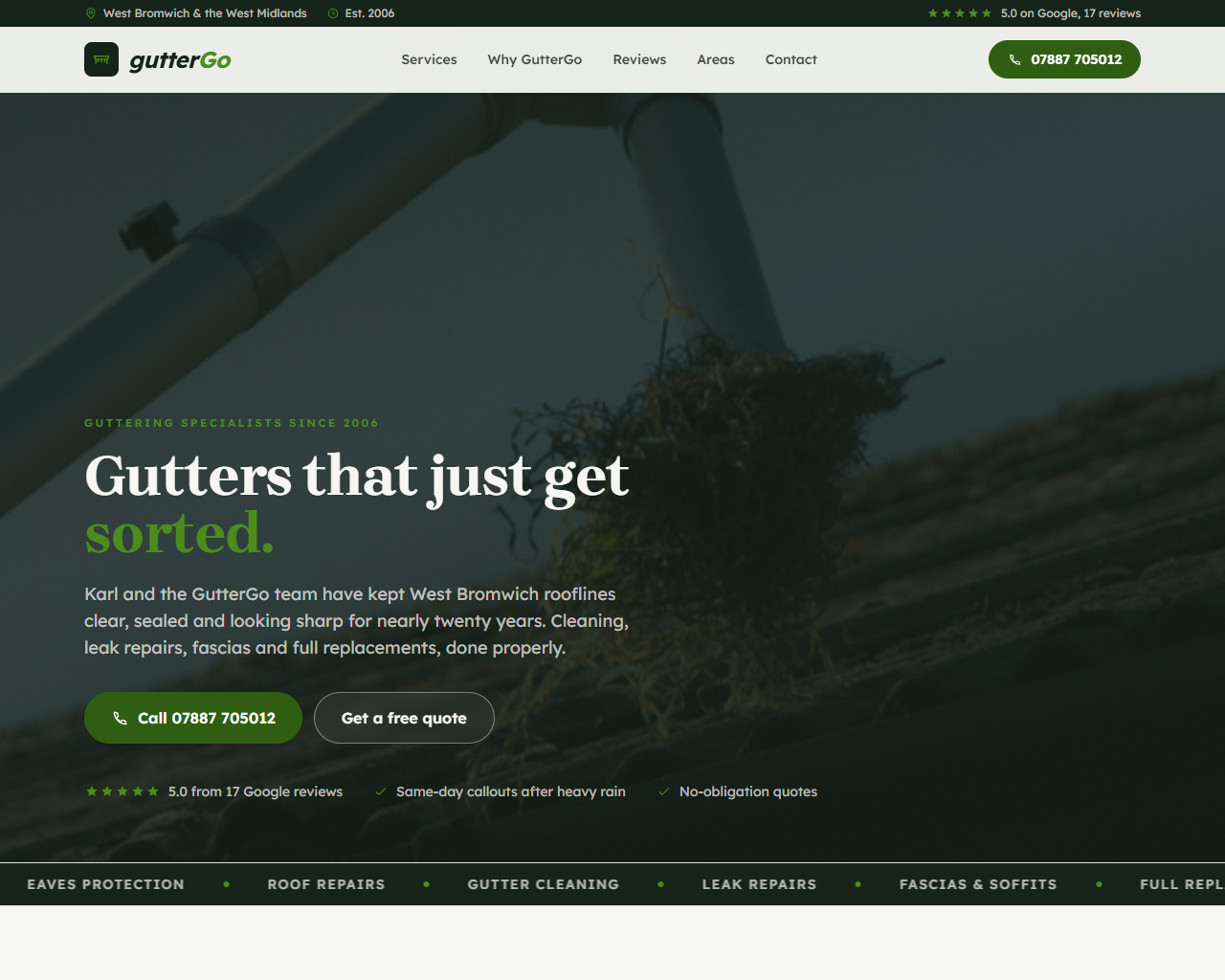 GutterGo website built by Grow Leads