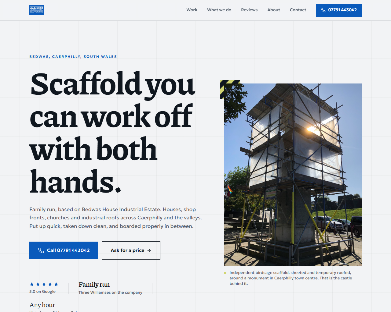 Hammer Scaffolding website built by Grow Leads