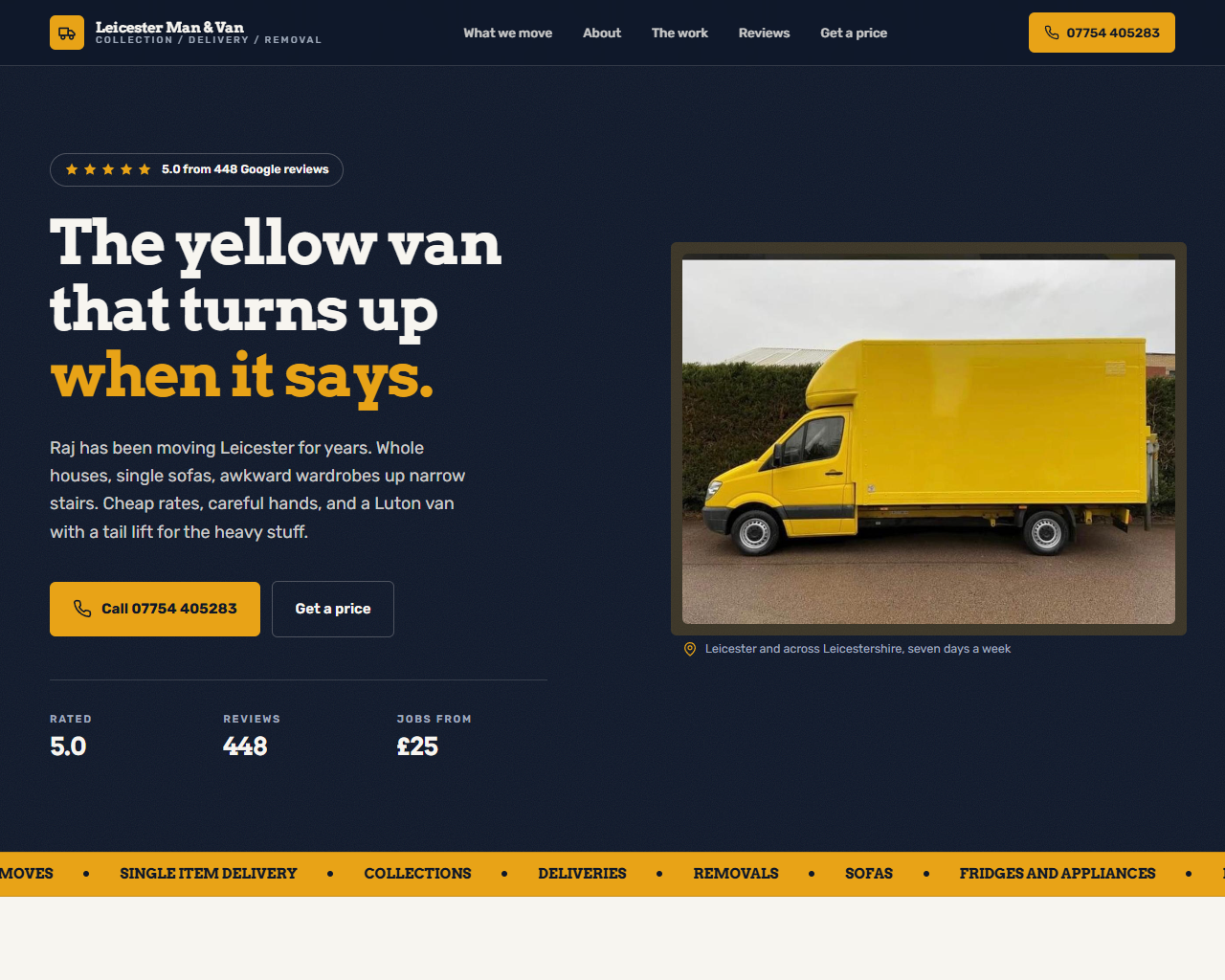 Leicester Man & Van Removal website built by Grow Leads