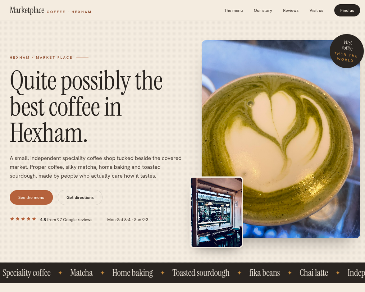 Marketplace Coffee website built by Grow Leads