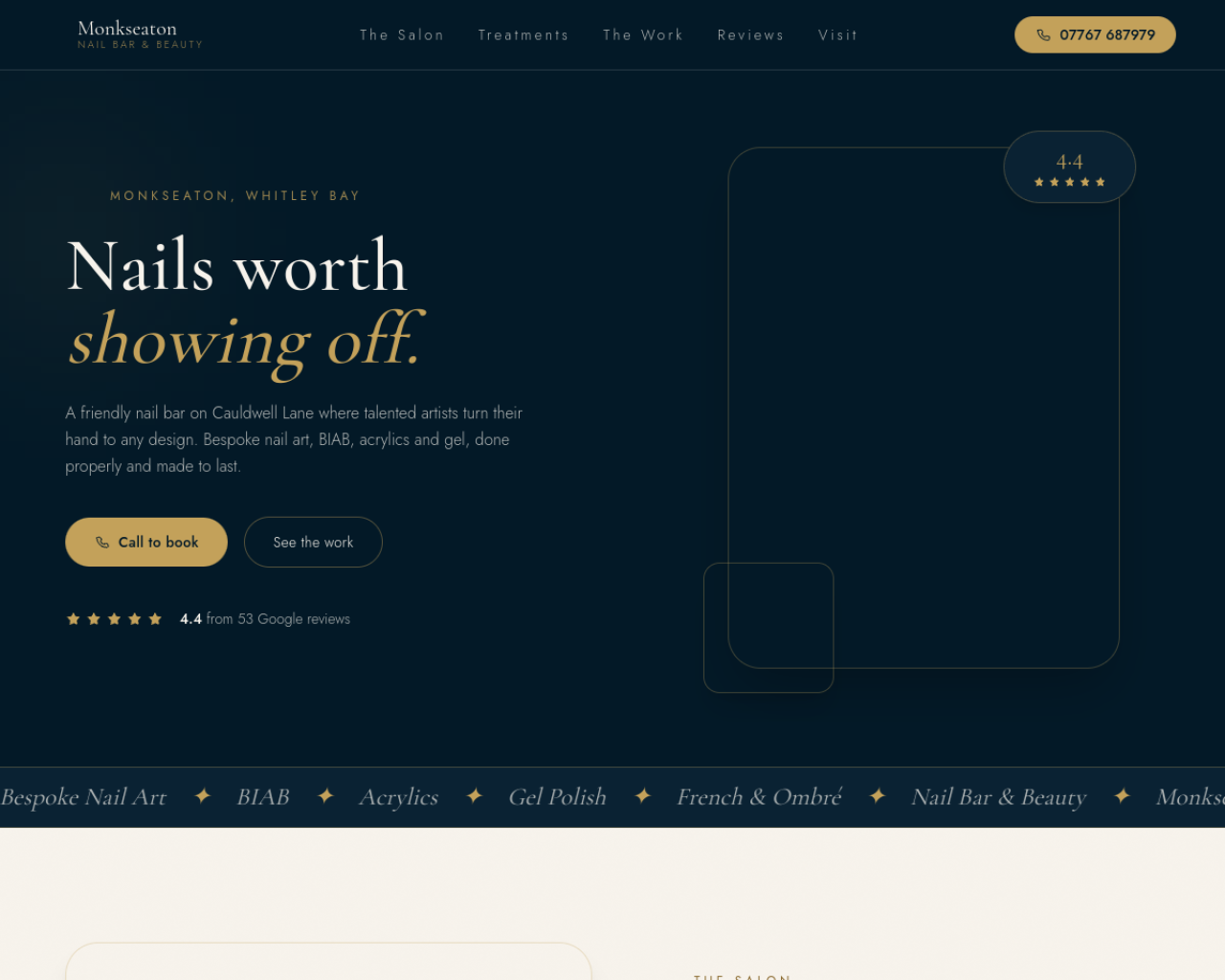 Monkseaton Nail Bar & Beauty website built by Grow Leads