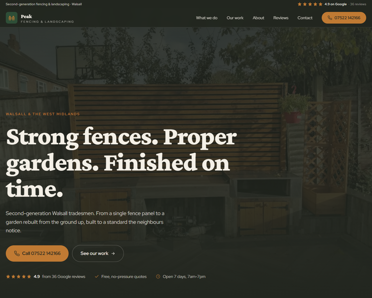 Peak Fencing & Landscaping website built by Grow Leads