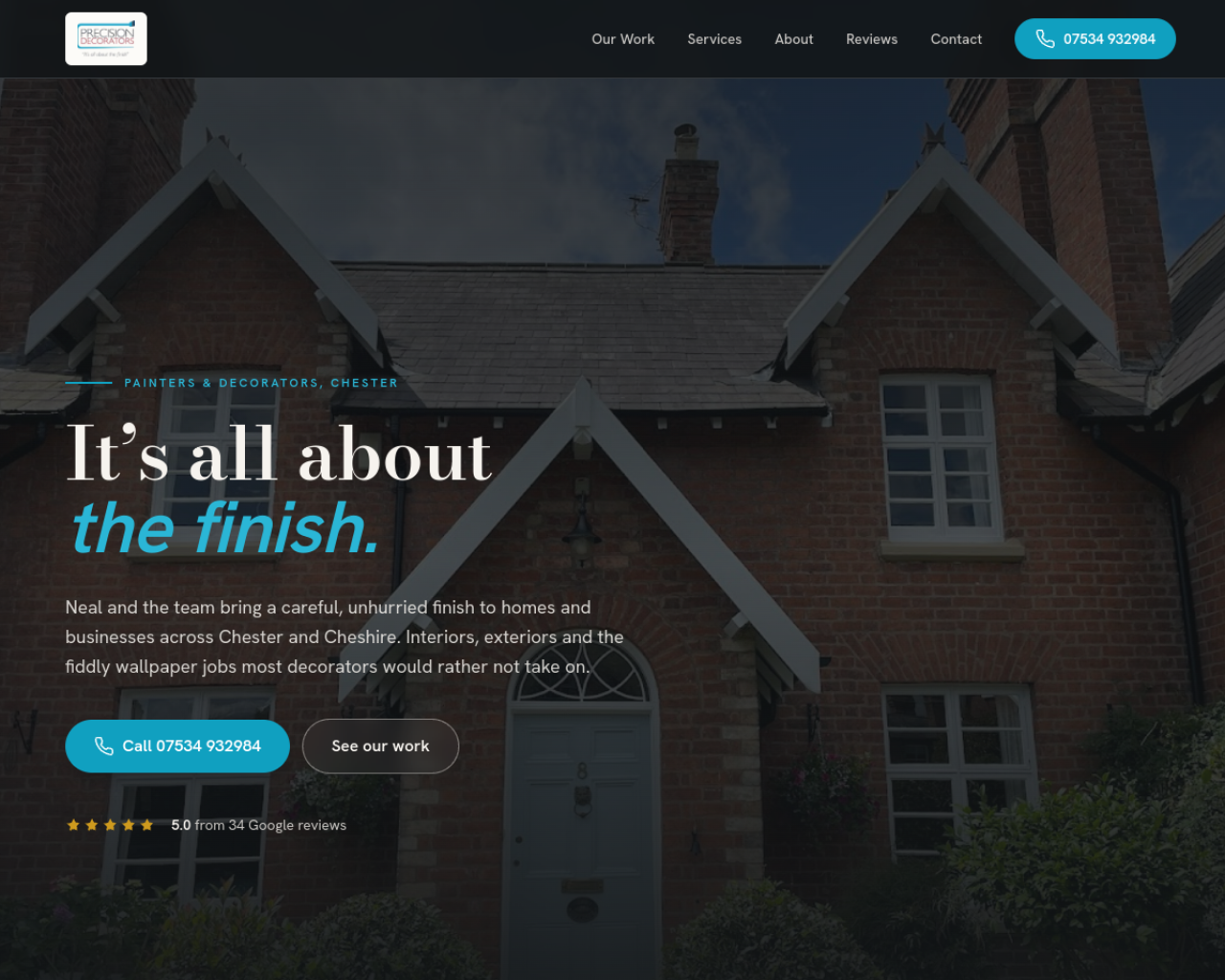 Precision Decorators website built by Grow Leads