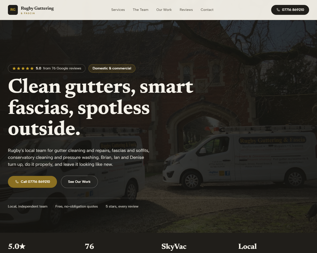 Rugby Guttering & Fascia website built by Grow Leads