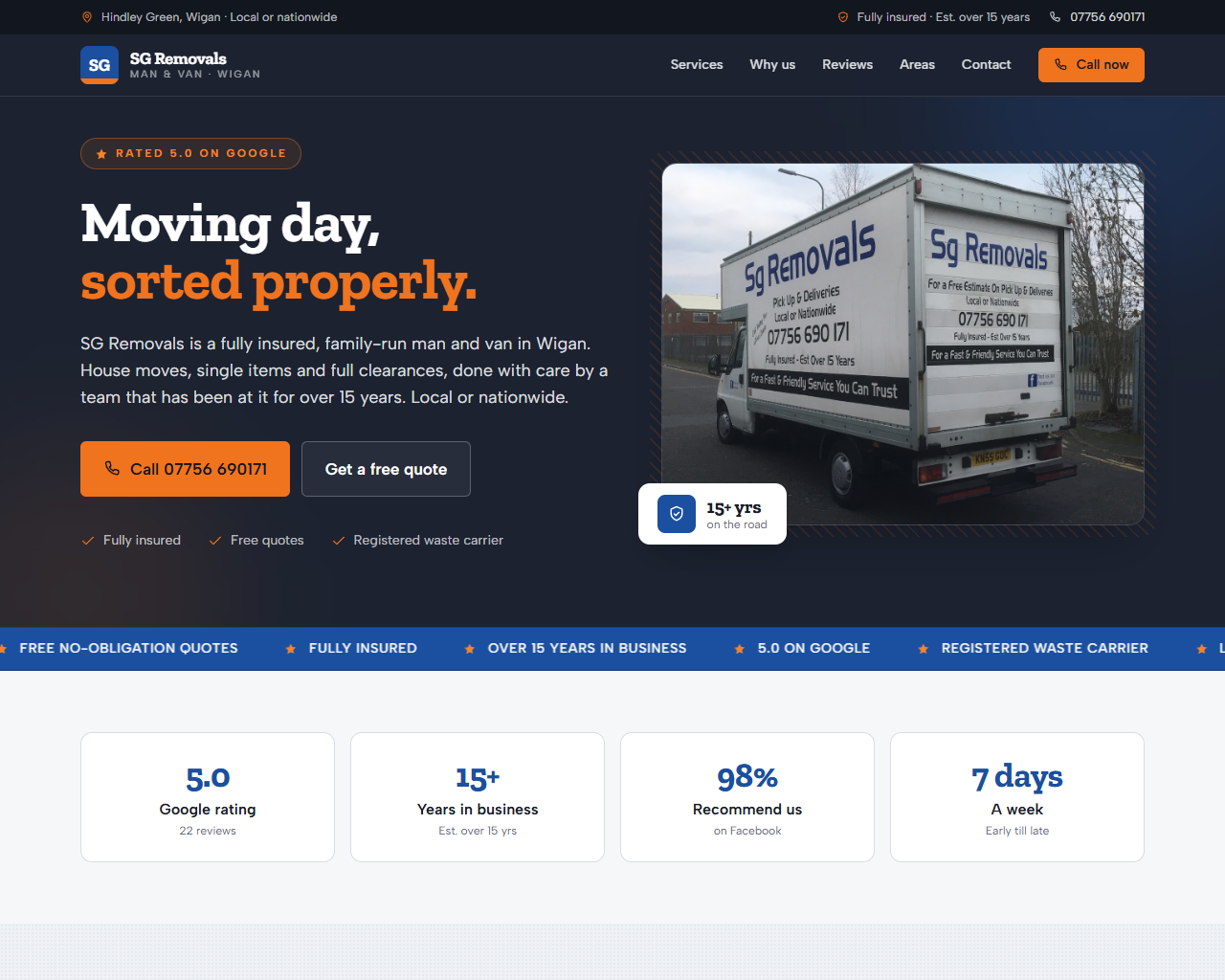 SG Removals website built by Grow Leads