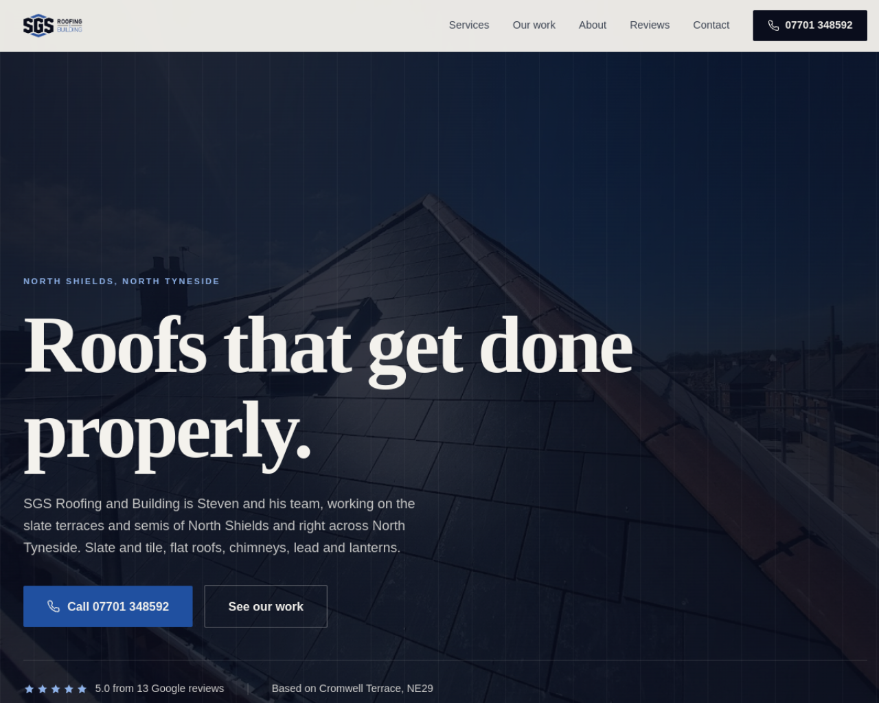 SGS Roofing & Building website built by Grow Leads