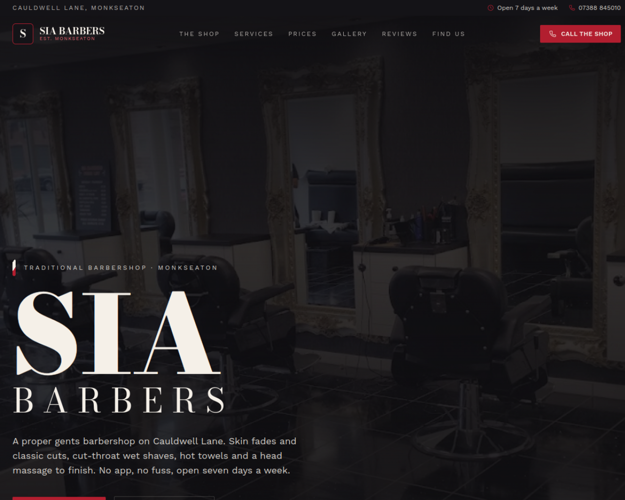 SIA Barbers website built by Grow Leads