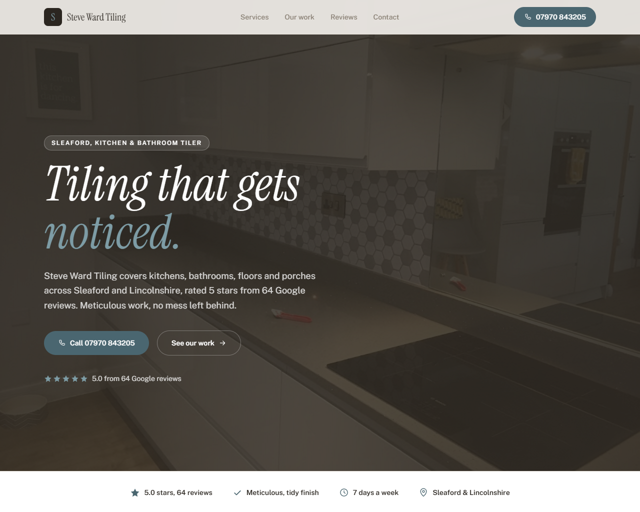 Steve Ward Tiling website built by Grow Leads