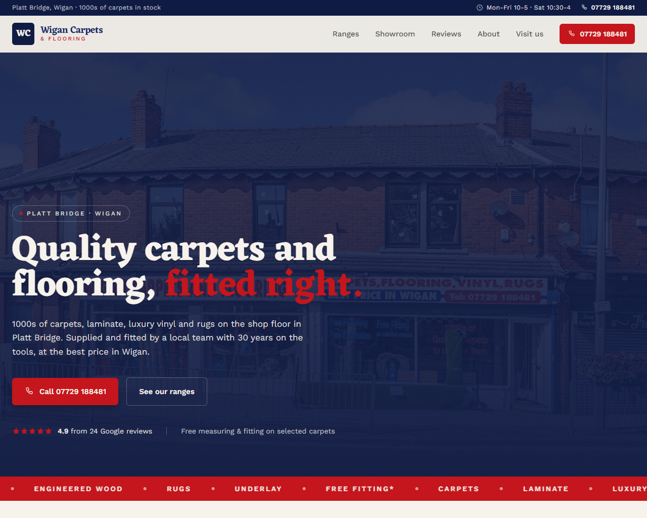 Wigan Carpets & Flooring website built by Grow Leads