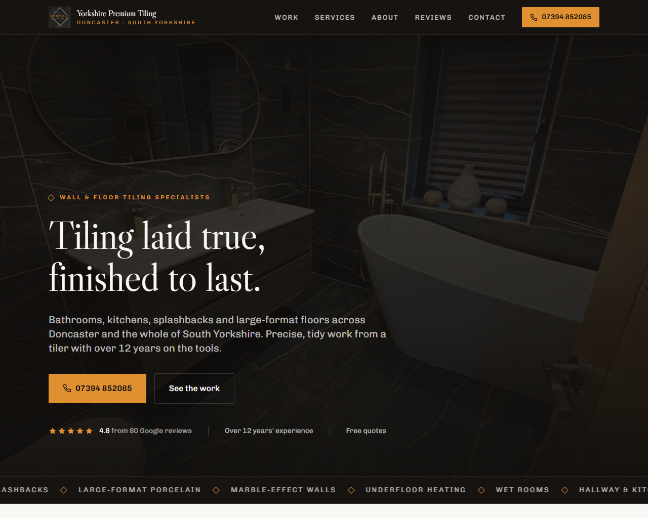 Yorkshire Premium Tiling website built by Grow Leads