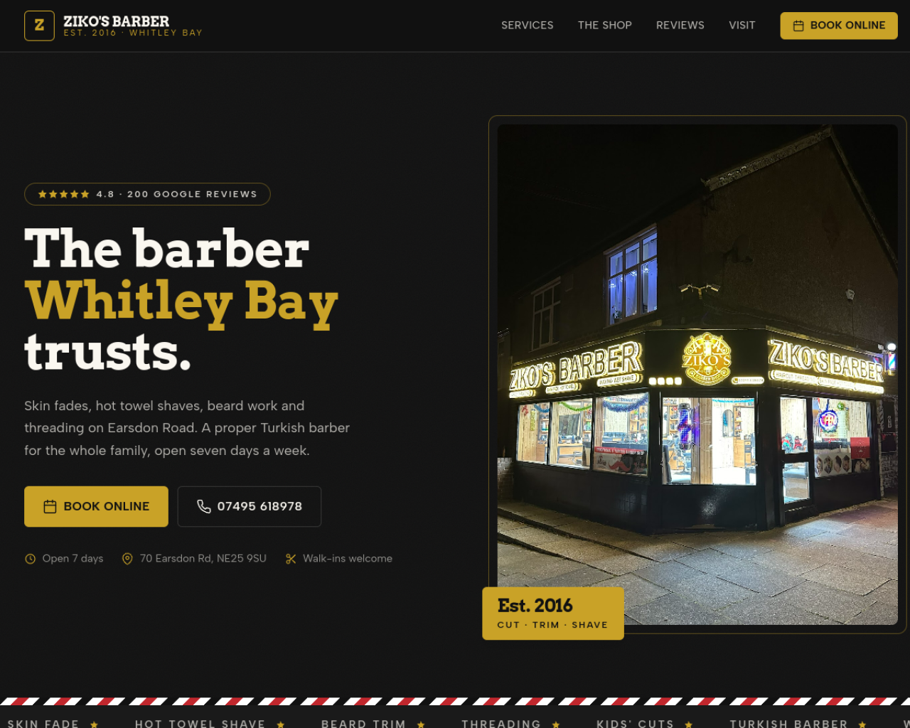 Ziko's Barber Shop website built by Grow Leads
